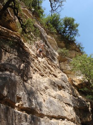 John, leading an unknown 5.10 route on the next wall to...