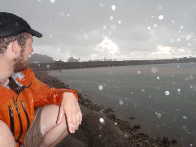 Joel in the rain.