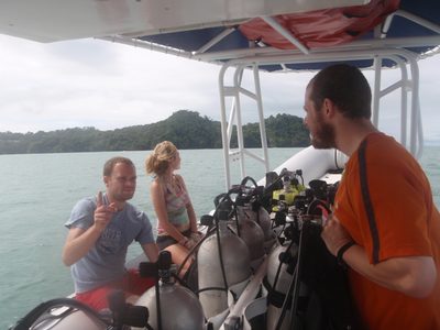 Diving, day two. Jasper, Morgan and I head out to do...
