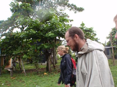 Walking through the village on the island.