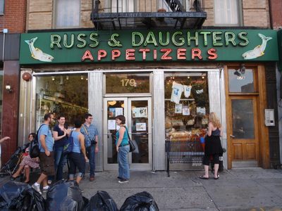 Russ and Daughters. On the day after Yom Kippur. And...