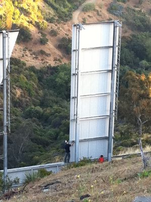 Some yokels were climbing on the sign, despite it being...