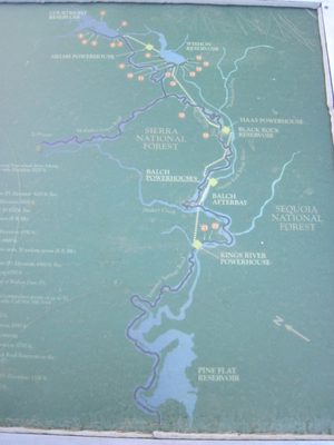 A map displaying the North Fork of the King's as well as...