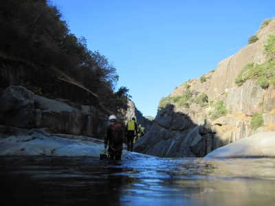 Hauling out of the first pool and surveying the vertical...