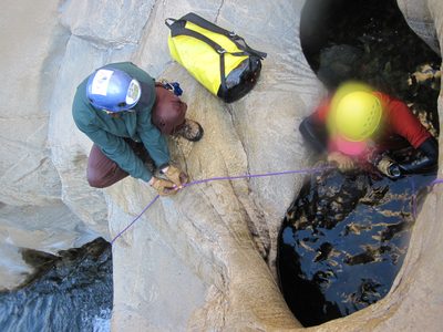 This canyon starts out with a bang. Three twenty foot...