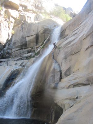 Colin, working his way down the 150 foot waterfall.