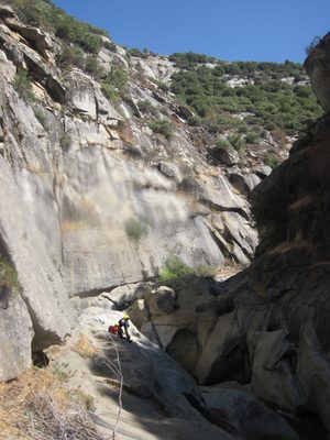 John and Joel pack the rope after using it as a hand line.