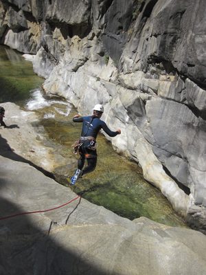 Colin, leaping twenty feet into the next pool. We used a...