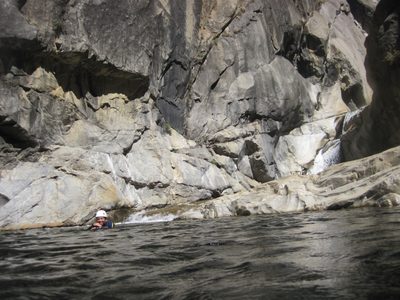 Colin, floating downstream.