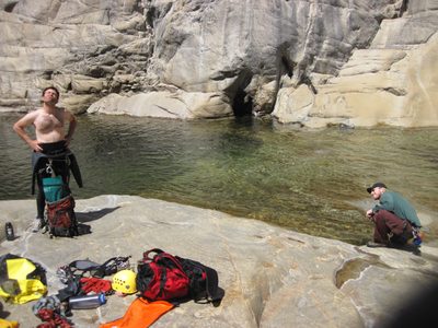 Stopping for lunch on the rock from which the last photo...