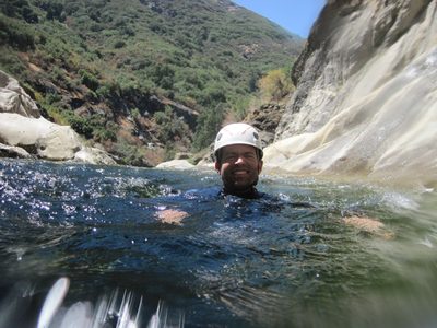 Trying to swim into the rainbow room, but failing,...