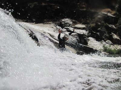 Colin, having fun on a small waterfall.