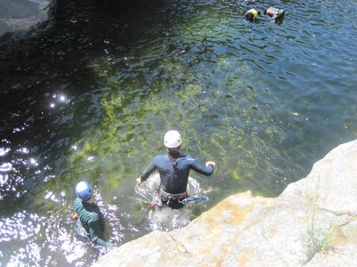Joel braces for the inevitable splash.