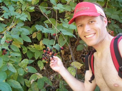 Picking some blackberries on our hike around the Balch...