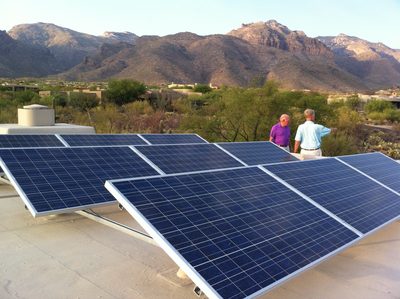 Dad and neighbor Stuart on the roof for a tour of the...