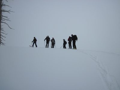 At the top of our first ski hill.