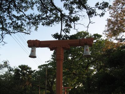 Very pretty lamps set up around the pathways between the stupas.