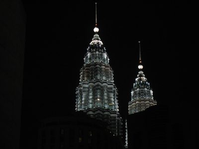 Petronas towers at night.