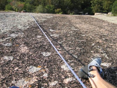 Catherine, climbing the second pitch of Boston (5.7)...