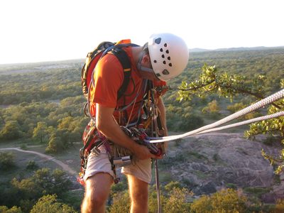 Setting up the backup on the second rappel.
