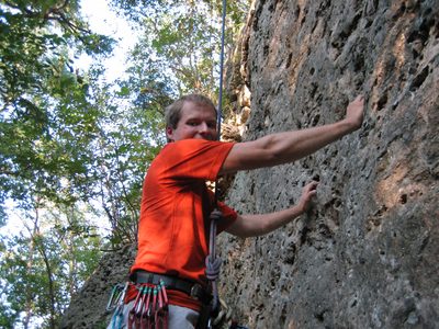 John starting the final ascent at the Hospital.