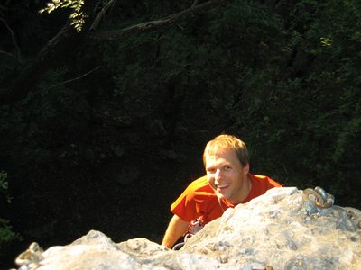 John at the top, from above.