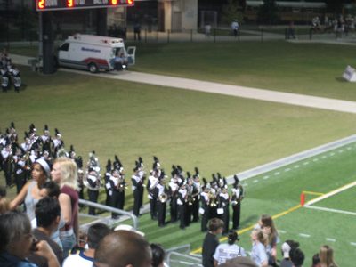 The (high school) band lining up.  Texas Tech's band was...