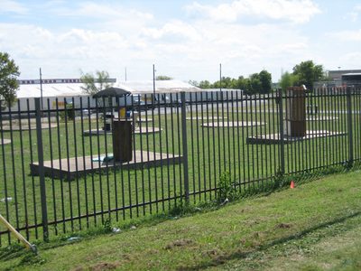 A field of furniture for sale.