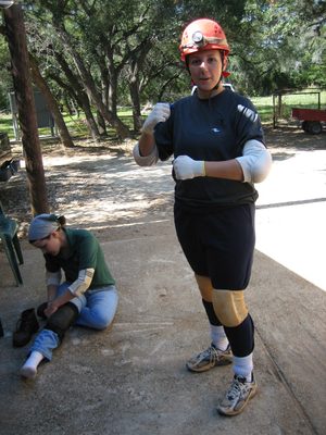 Catherine ready to rumble, standing the the right of...