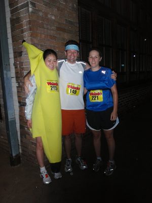 One banana and two weirdos ready for action on Saturday morning.