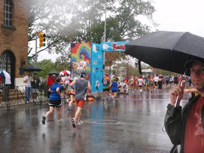 Jay and Catherine run across the finish line.  I like...