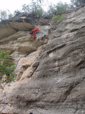John, climbing some 5.9 climb that I forget the name of....