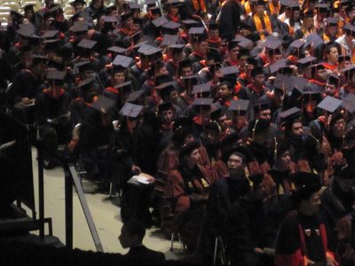 Catherine, listening to one of the commencement speakers.