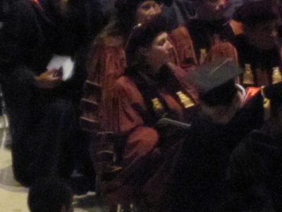 Close up of Catherine at commencement.