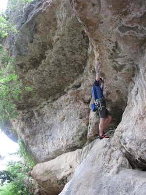 Jay climbing T-Roofic.