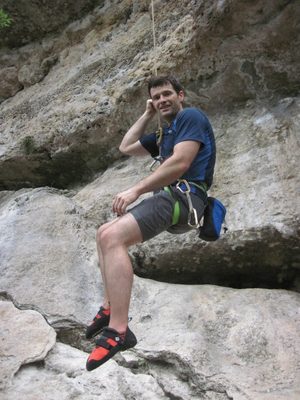 Jay, with his fancy new Anasazi climbing shoes.