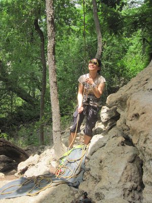 Monica belaying.