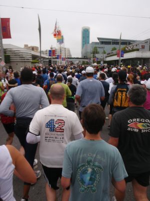 All the way to Moscone / Metreon and the crowd has no...