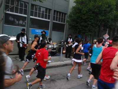 ZZ Top cover band at the corner of 9th / Howard. I think...