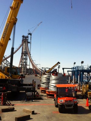 Closer shot of the steel cable spools.