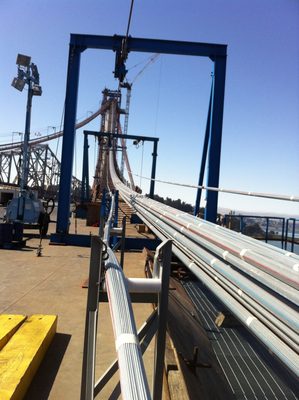 The cable bundles are taped together to mark and...