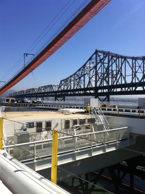 View of a maintenance staircase between the eastbound...