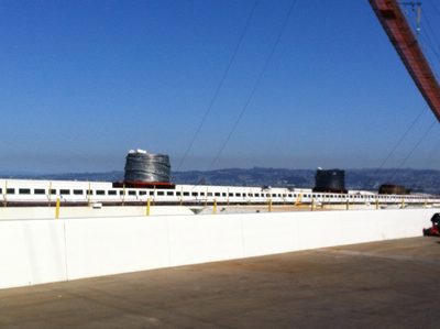 Steel cable bundles waiting for installation.