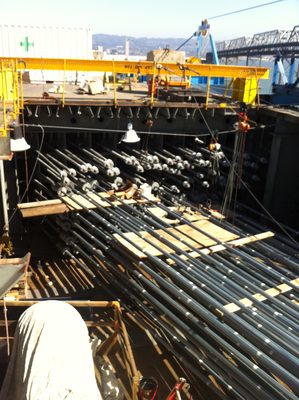 Steel tie rods where the tensioned cables are anchored...