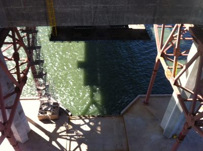 Looking down to the supports below.