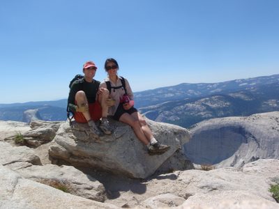 John and Monica near the top of Cloud's Rest. Half Dome...