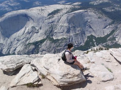 Monica and Tenaya Canyon, 5,000 feet down.