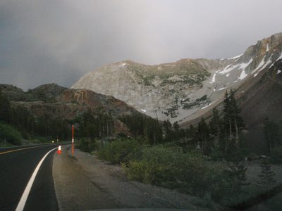 Driving down Lee Vining Canyon toward our secret camp...