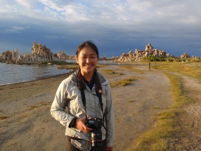 Monica happy to have finally made it to Mono Lake.