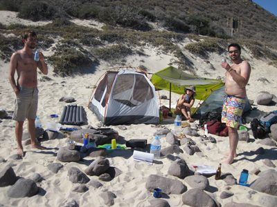Never too early for beer on the beach, I suppose. Check...